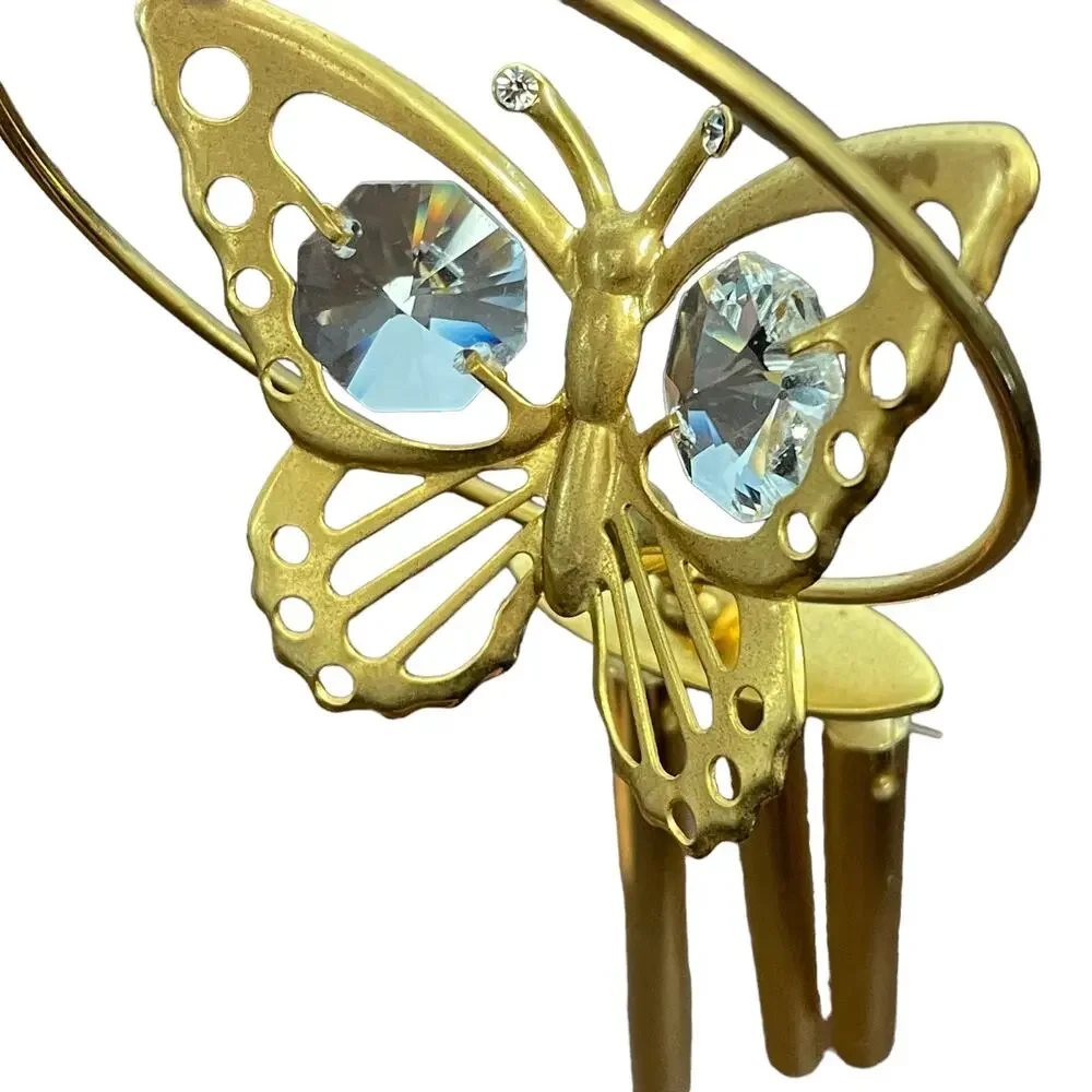 Butterfly Wind Chime Ornament Swarovski Crystal 24k Gold Plated? READ